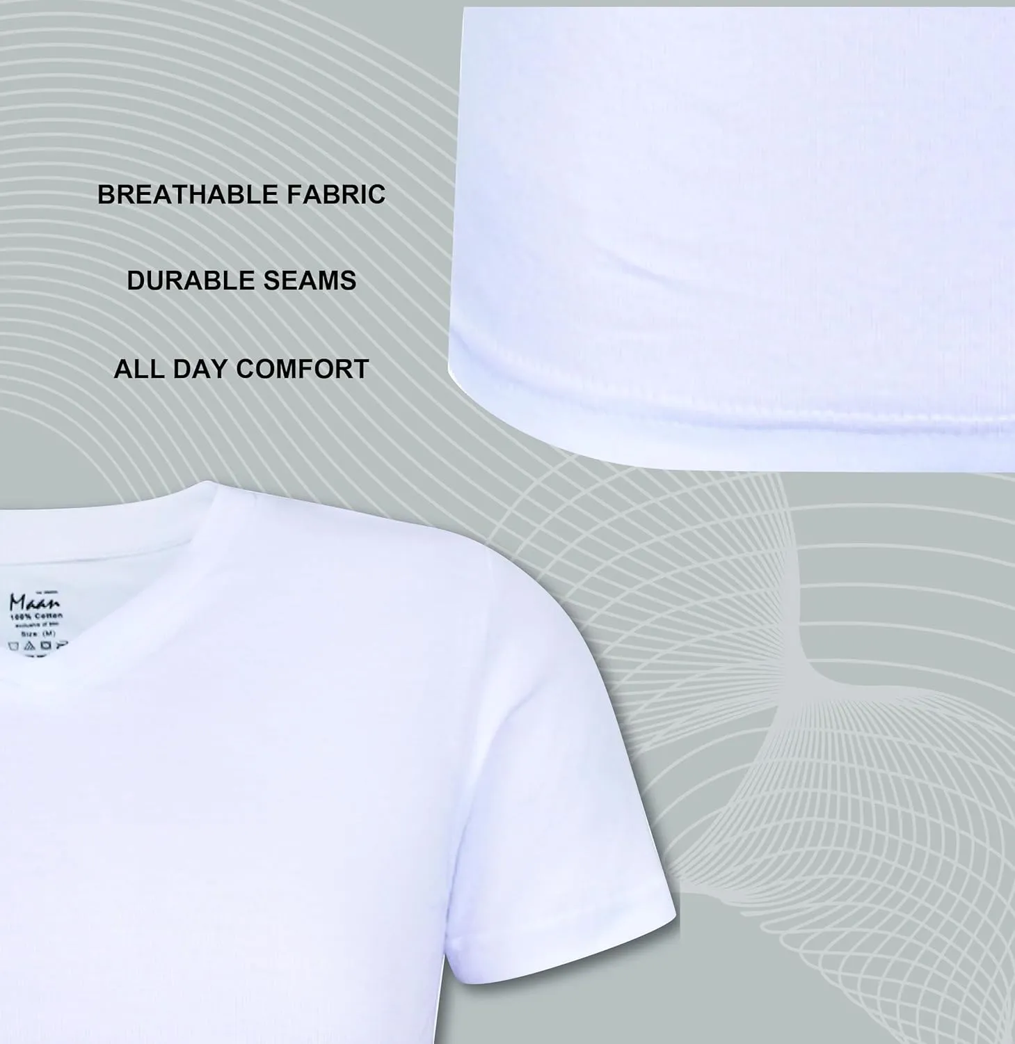 Buyless Fashion Mens Tagless T-Shirt Soft Cotton Crew Neck and V-Neck Undershirts (3 Pack)
