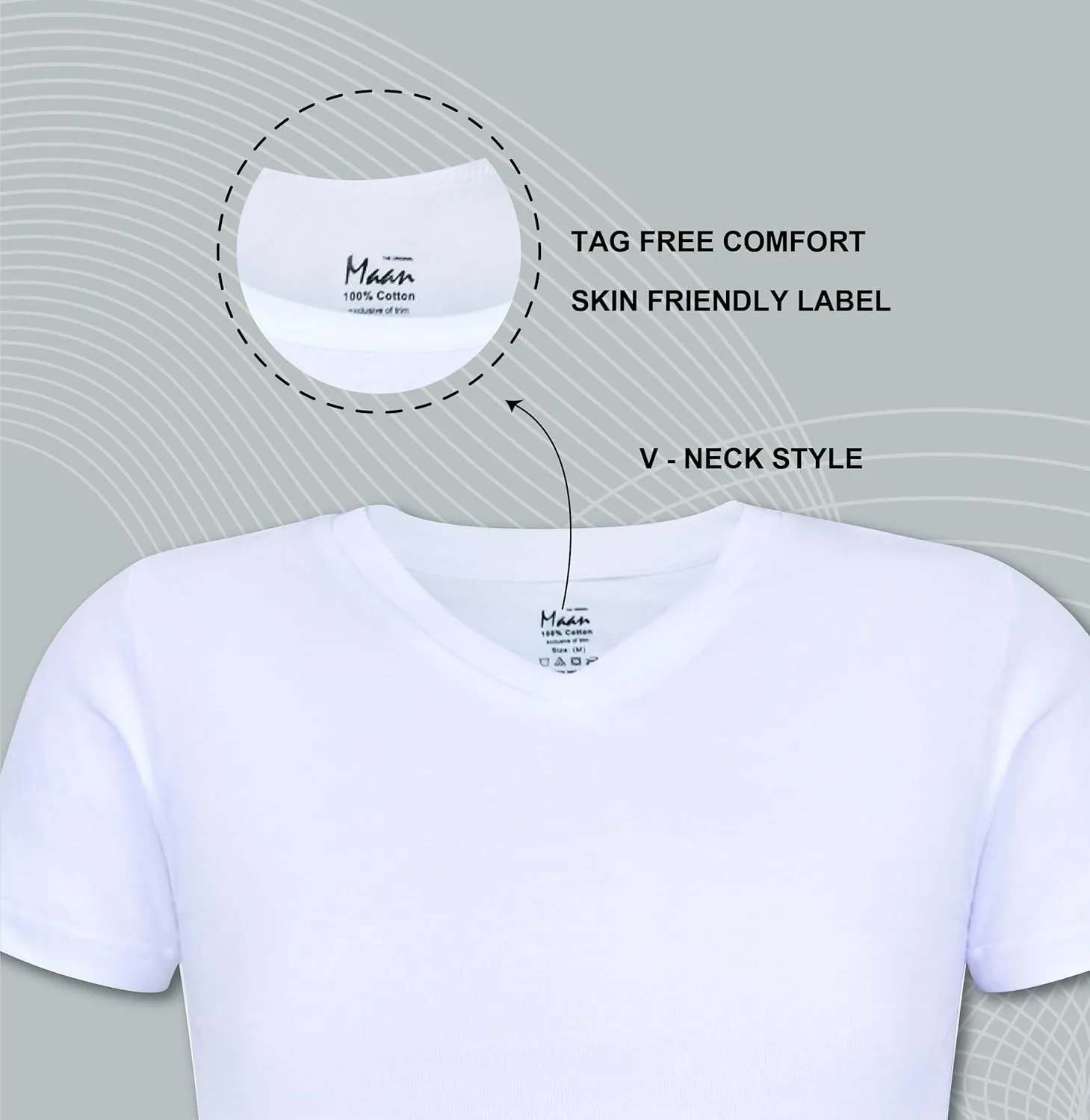 Buyless Fashion Mens Tagless T-Shirt Soft Cotton Crew Neck and V-Neck Undershirts (3 Pack)