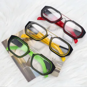 CCspace Unisex Full Rim Square Resin Double Bridge Punk Frame Eyeglasses 53095