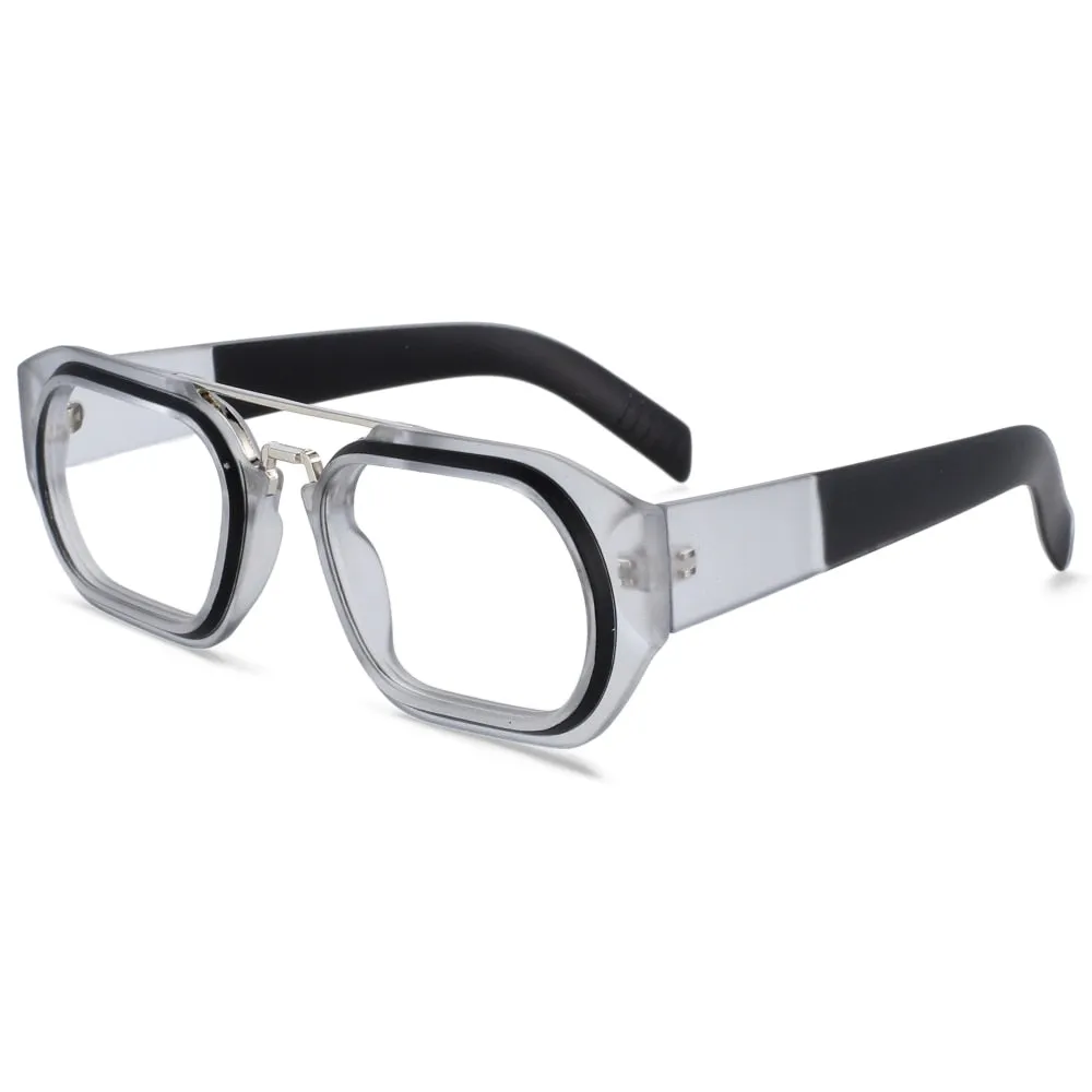 CCspace Unisex Full Rim Square Resin Double Bridge Punk Frame Eyeglasses 53095