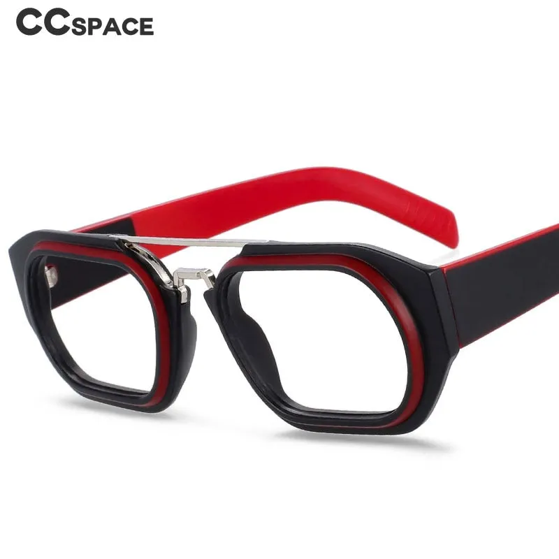 CCspace Unisex Full Rim Square Resin Double Bridge Punk Frame Eyeglasses 53095