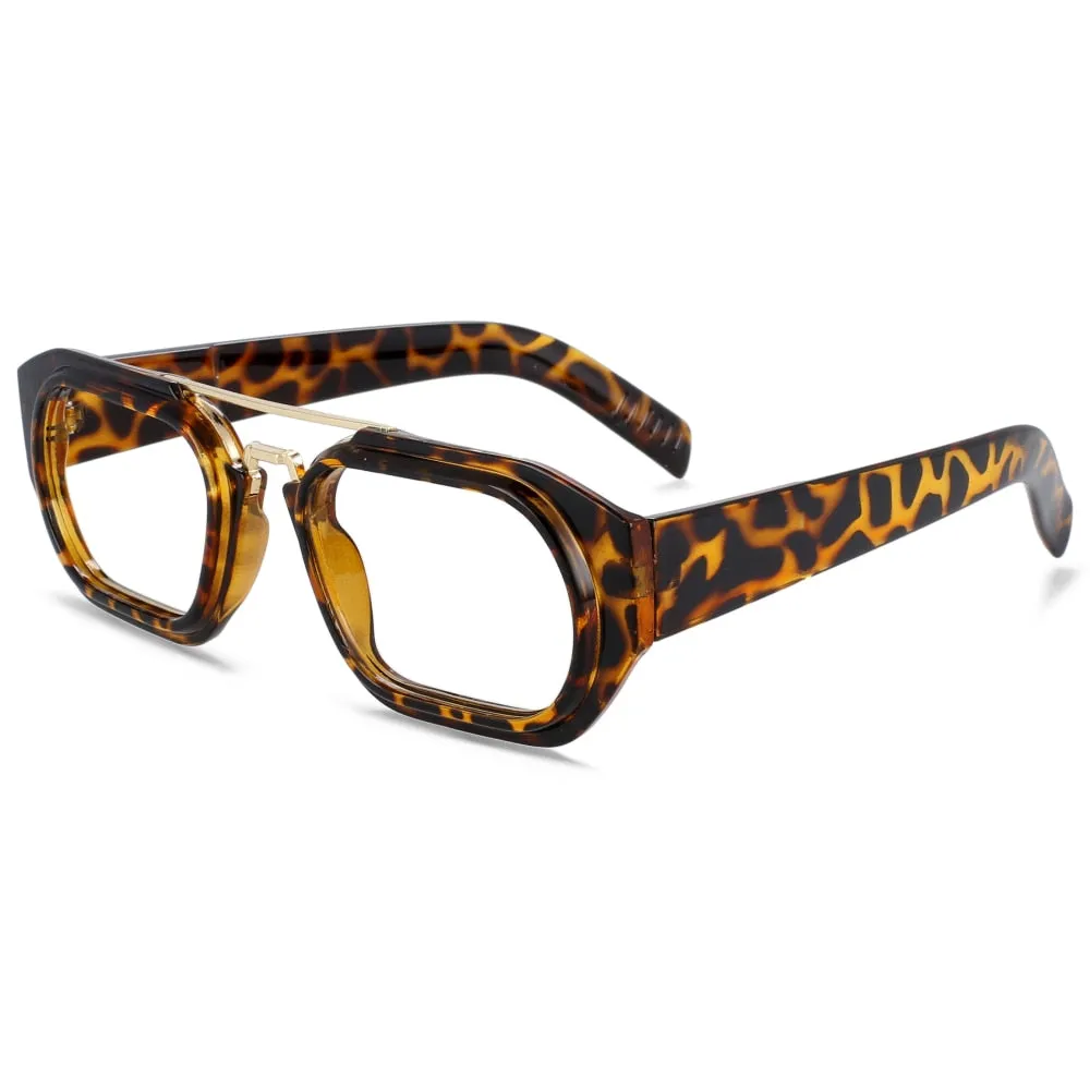 CCspace Unisex Full Rim Square Resin Double Bridge Punk Frame Eyeglasses 53095