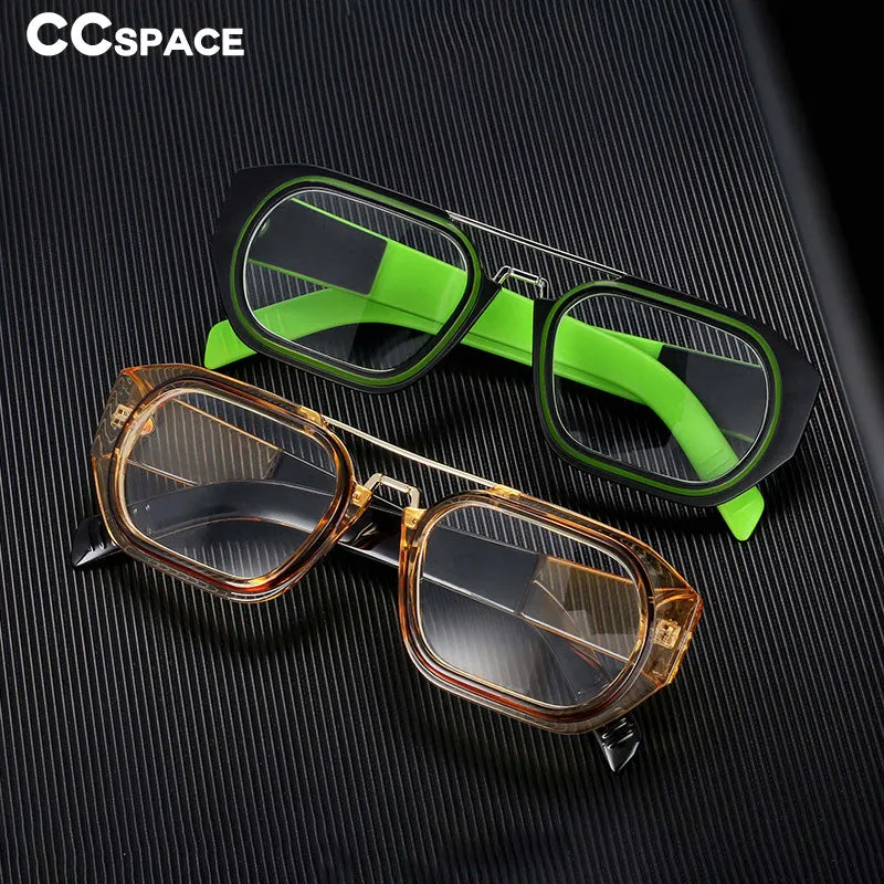 CCspace Unisex Full Rim Square Resin Double Bridge Punk Frame Eyeglasses 53095