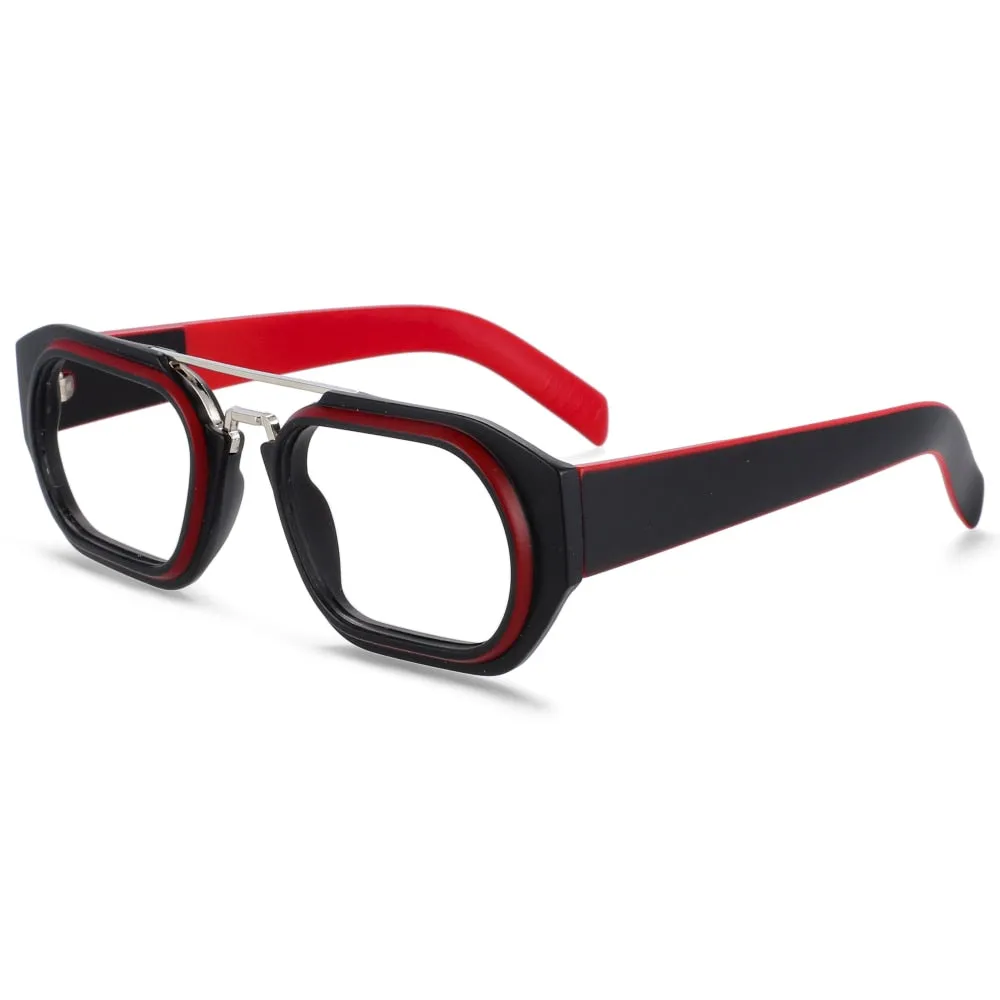 CCspace Unisex Full Rim Square Resin Double Bridge Punk Frame Eyeglasses 53095