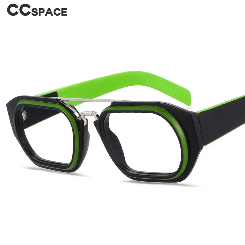 CCspace Unisex Full Rim Square Resin Double Bridge Punk Frame Eyeglasses 53095