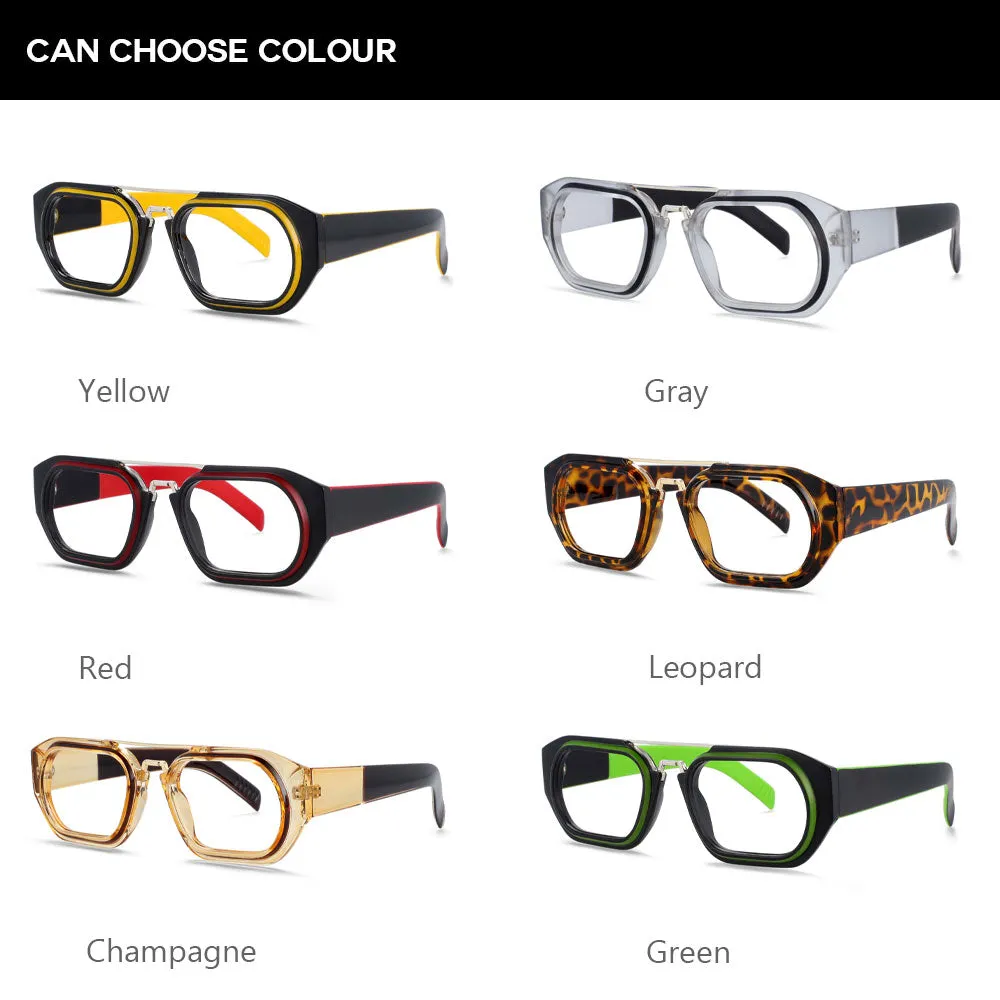 CCspace Unisex Full Rim Square Resin Double Bridge Punk Frame Eyeglasses 53095