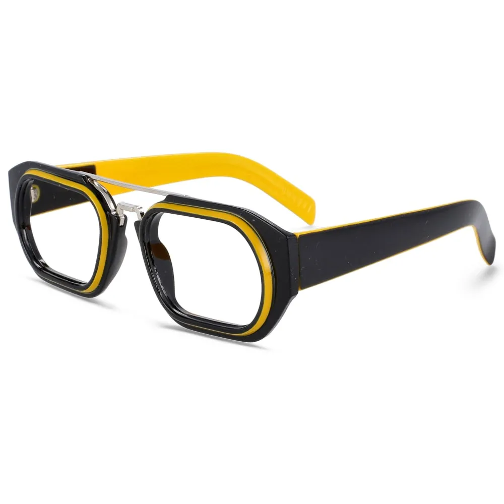 CCspace Unisex Full Rim Square Resin Double Bridge Punk Frame Eyeglasses 53095