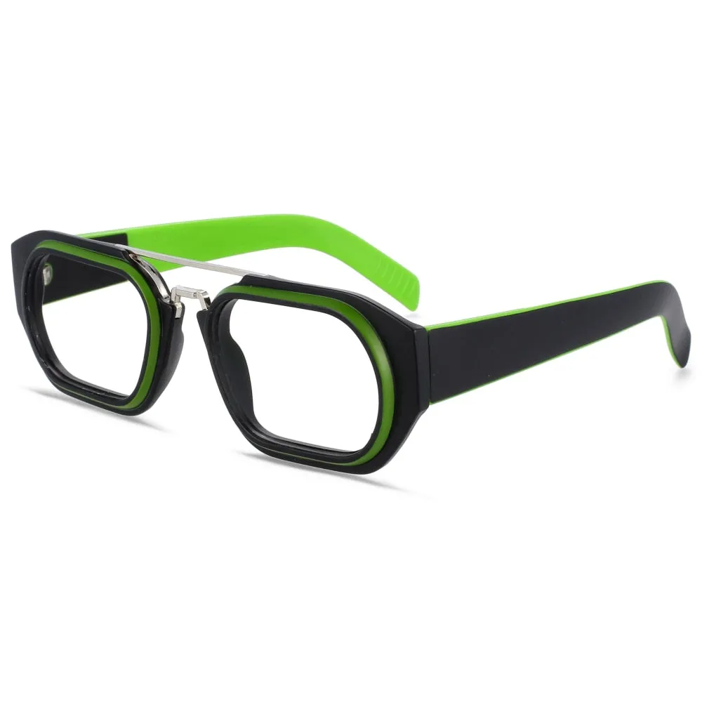 CCspace Unisex Full Rim Square Resin Double Bridge Punk Frame Eyeglasses 53095