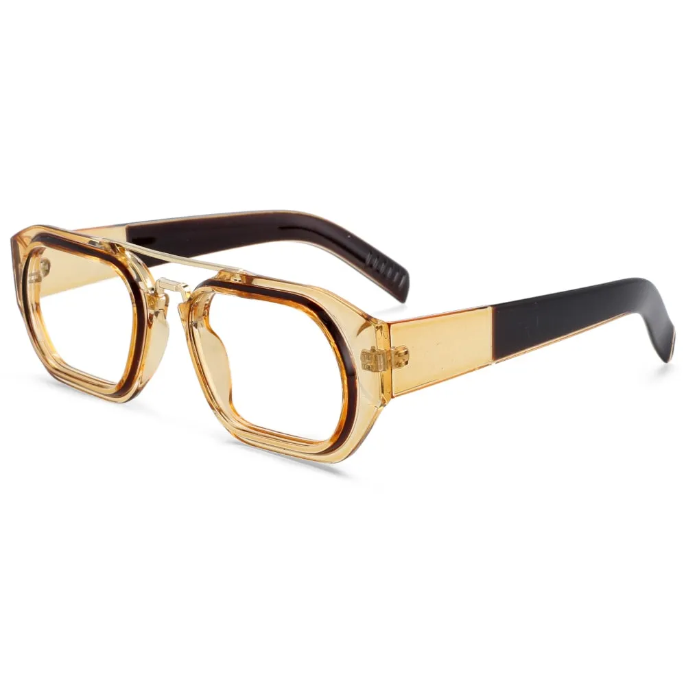 CCspace Unisex Full Rim Square Resin Double Bridge Punk Frame Eyeglasses 53095
