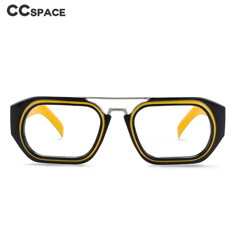 CCspace Unisex Full Rim Square Resin Double Bridge Punk Frame Eyeglasses 53095