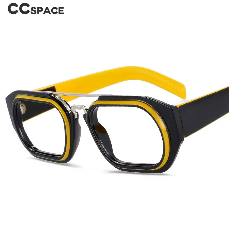CCspace Unisex Full Rim Square Resin Double Bridge Punk Frame Eyeglasses 53095