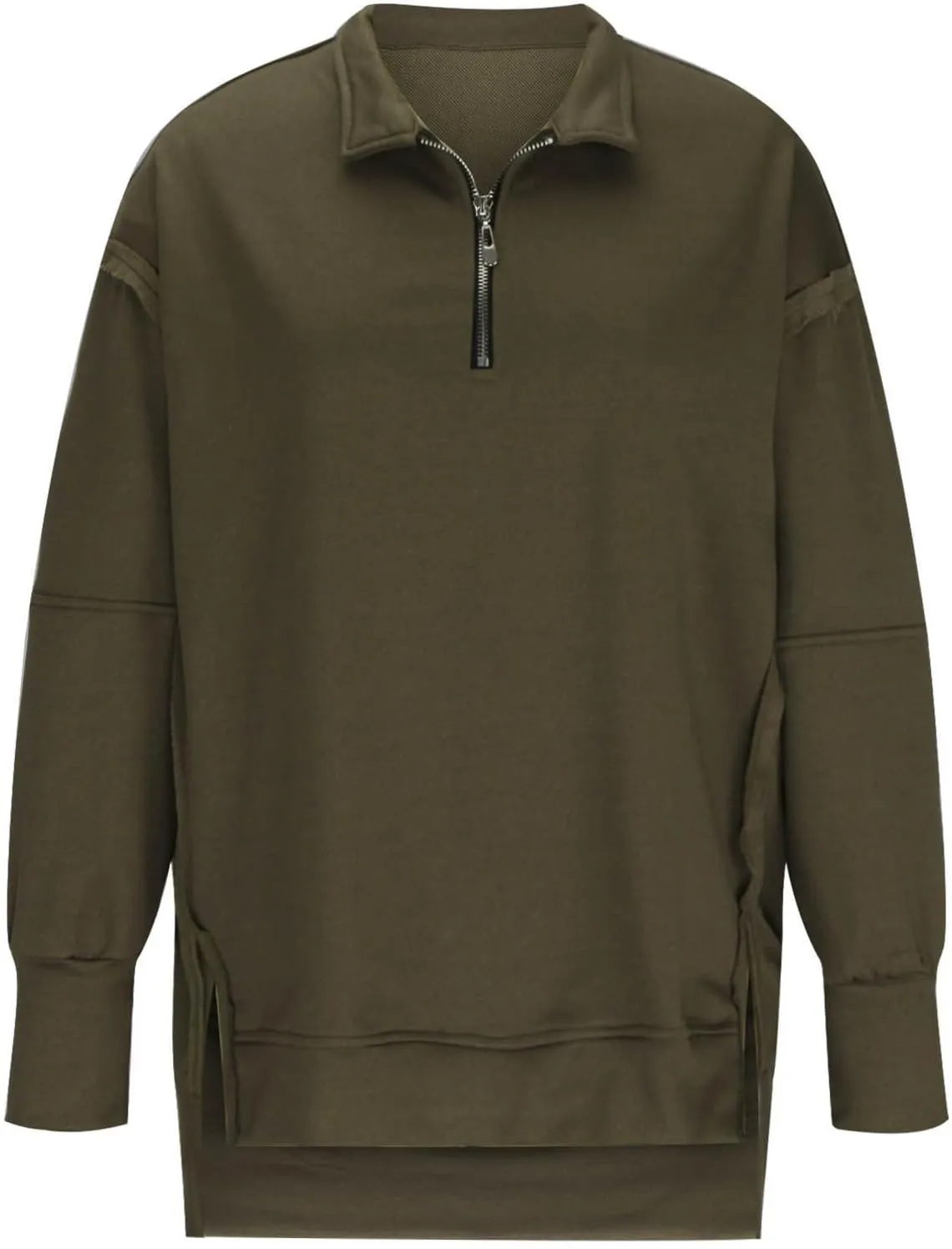 Ceboyel Oversized Sweatshirts for Women Loose Fit Zip Up Hoodie Sweatshirt Split Corded Pullover Tops Fashion Trendy Clothes