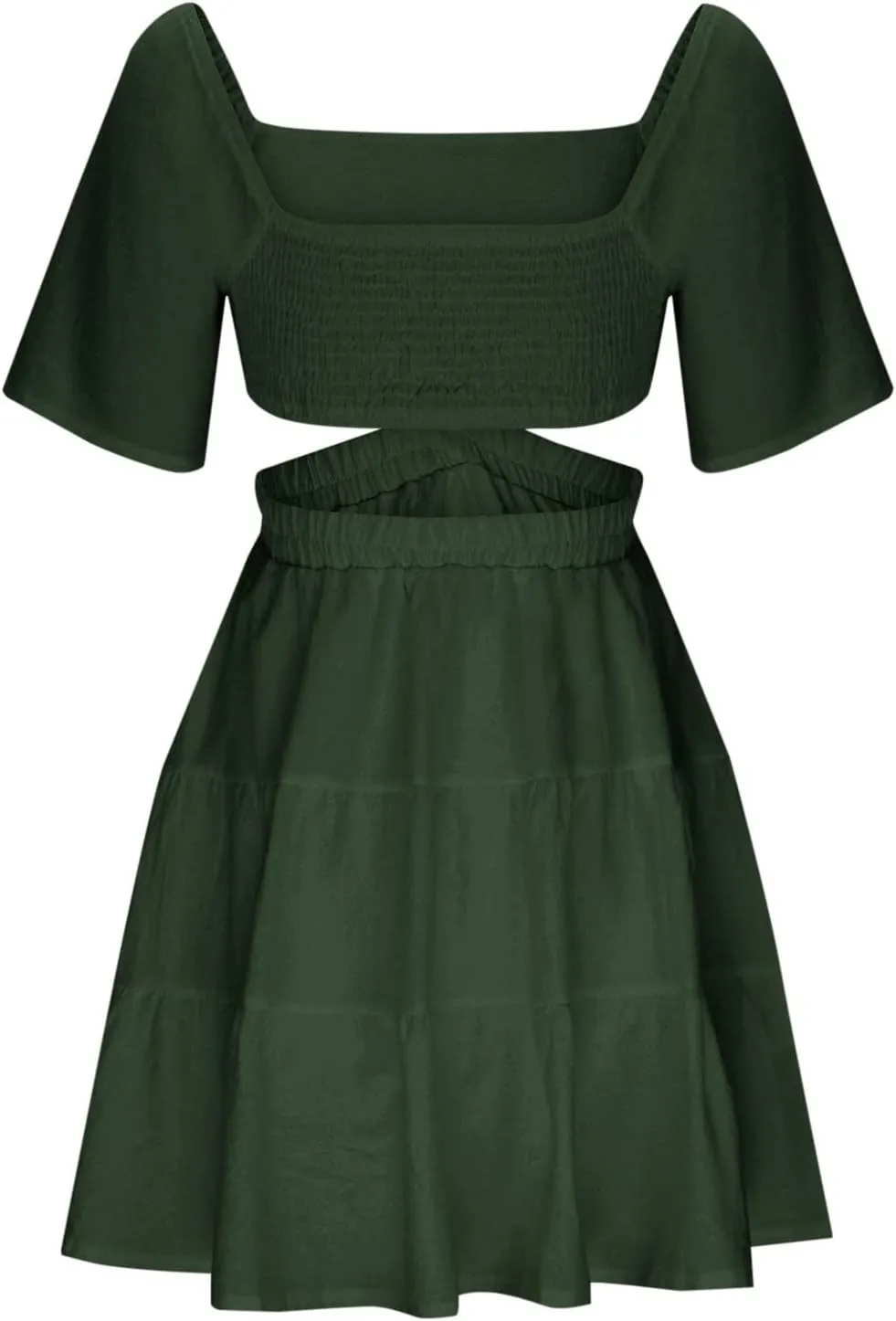 Ceboyel Women Square Neck Short Dress Cutout Tiered Summer Dresses Ruffle Casual Cute Mini Dress Vacation Outfits 2023