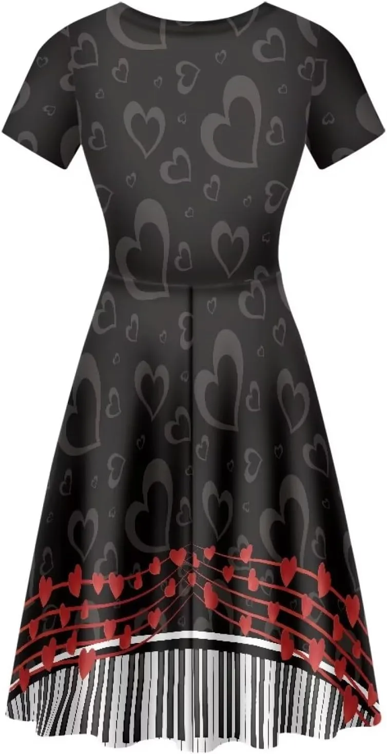 chaqlin Women Casual Summer Tunic Dress Short Sleeved Plus Size A-Line Midi Dresses