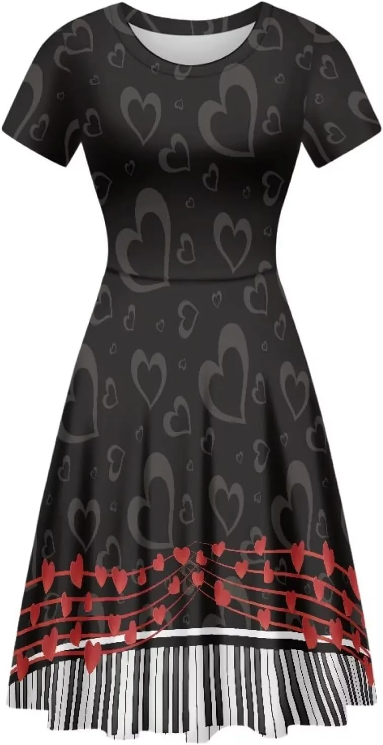 chaqlin Women Casual Summer Tunic Dress Short Sleeved Plus Size A-Line Midi Dresses