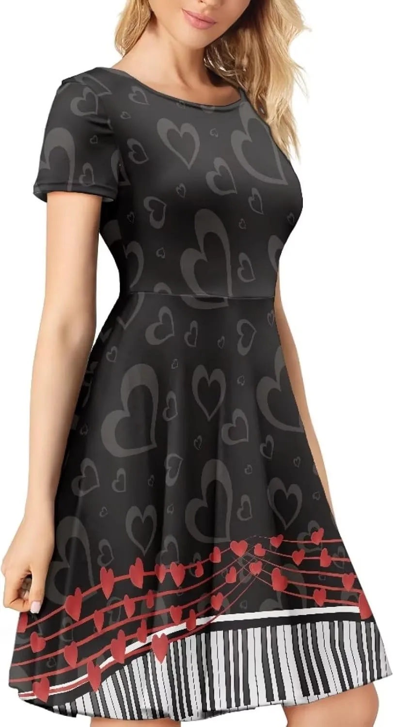 chaqlin Women Casual Summer Tunic Dress Short Sleeved Plus Size A-Line Midi Dresses