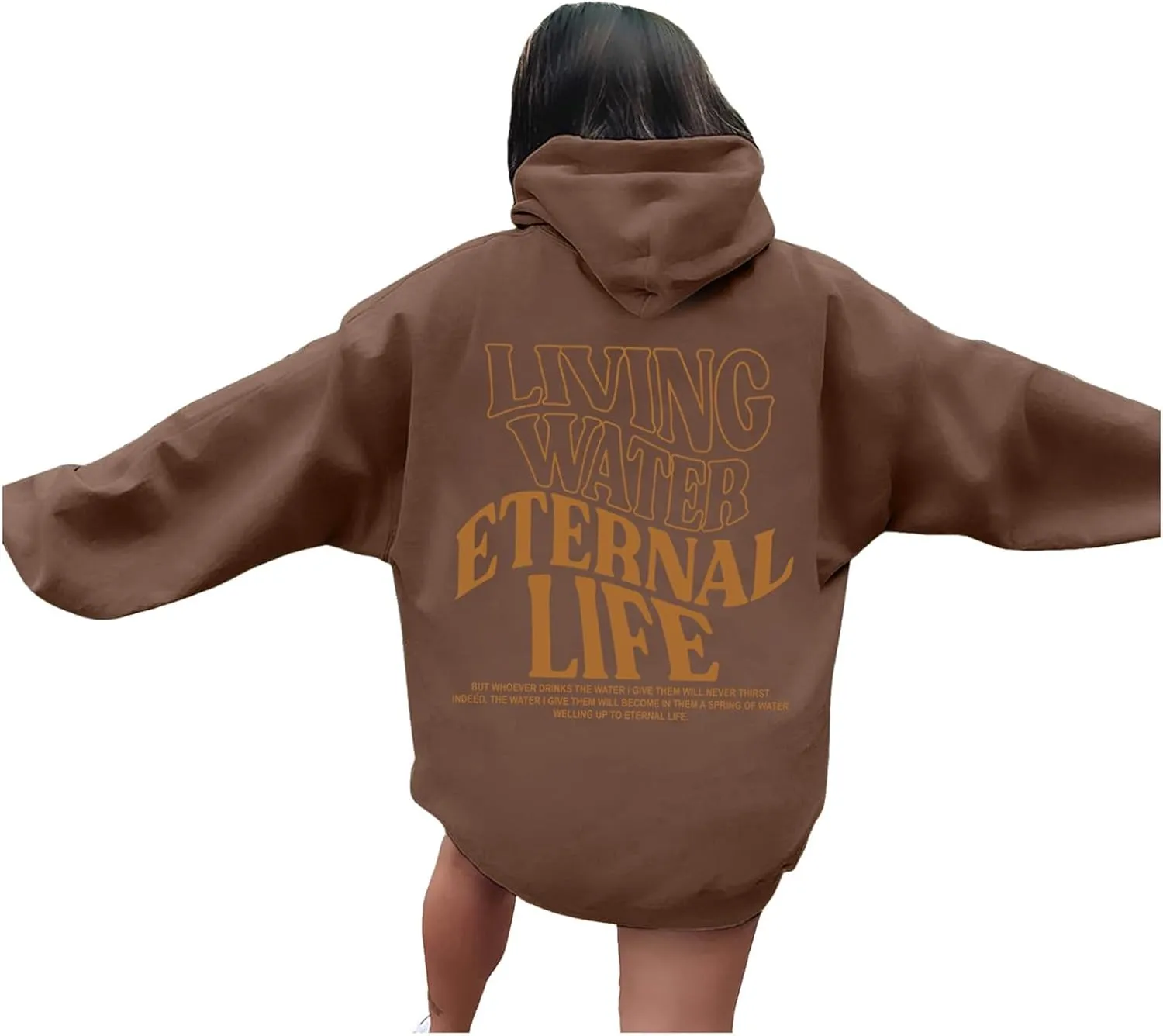 Christian Sweatshirts For Women Living Water Eternal Life Hoodies Long Sleeve Oversized Hoodies Jesus Sweatshirts