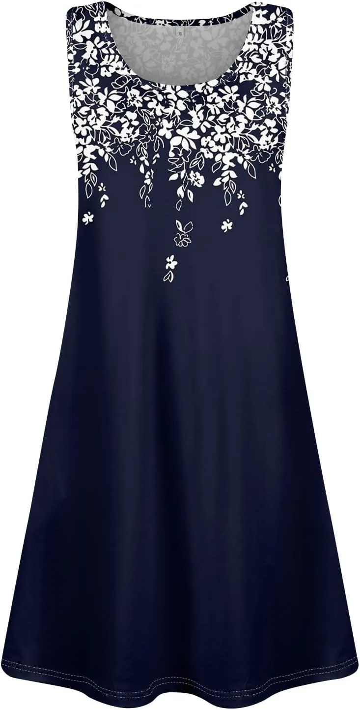Cute Dresses for Women Spring Tank Top Dress Sundress Sleeveless A Line Dresses Fashion Summer Vest Dress with Pocket