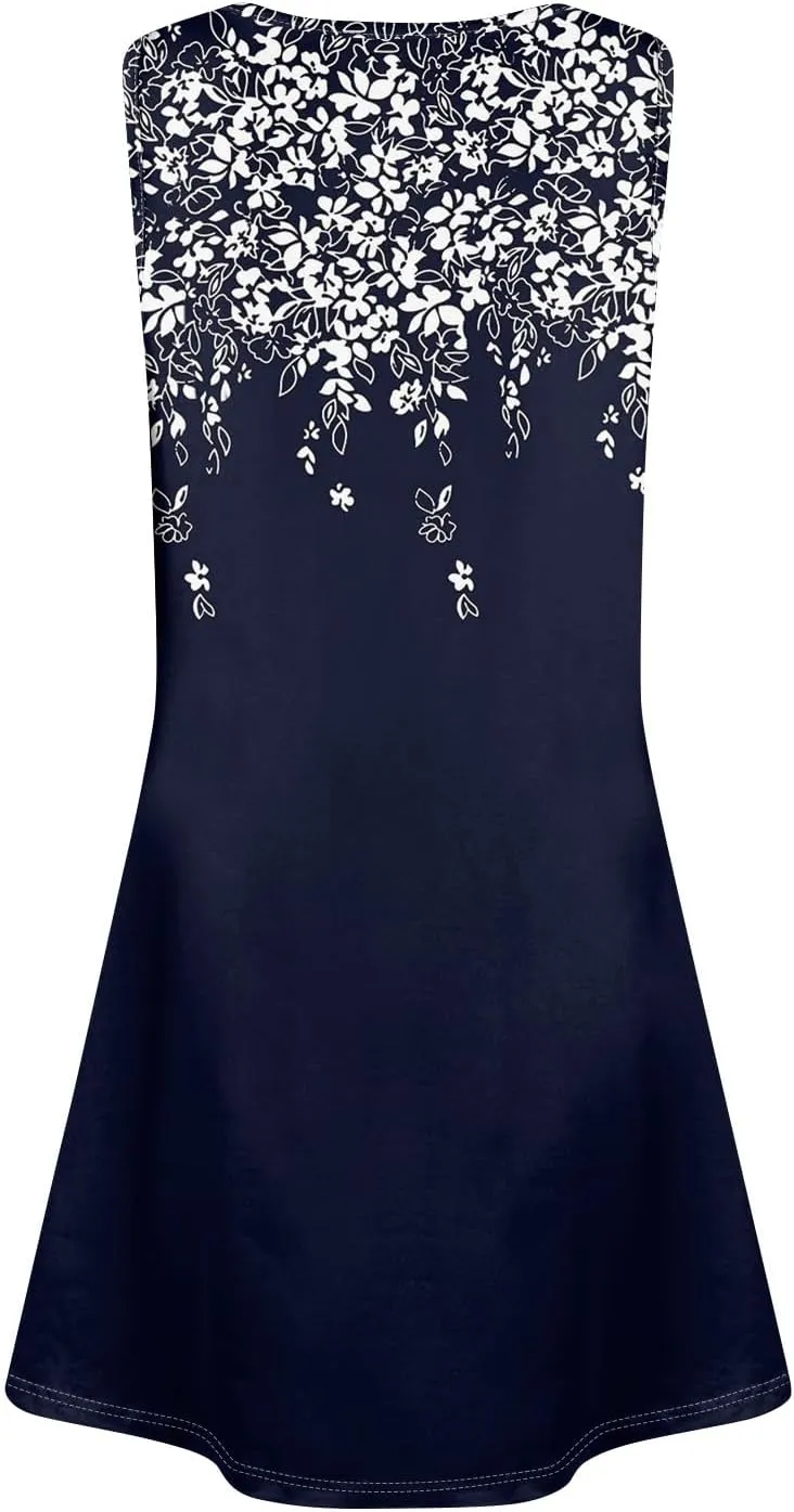 Cute Dresses for Women Spring Tank Top Dress Sundress Sleeveless A Line Dresses Fashion Summer Vest Dress with Pocket