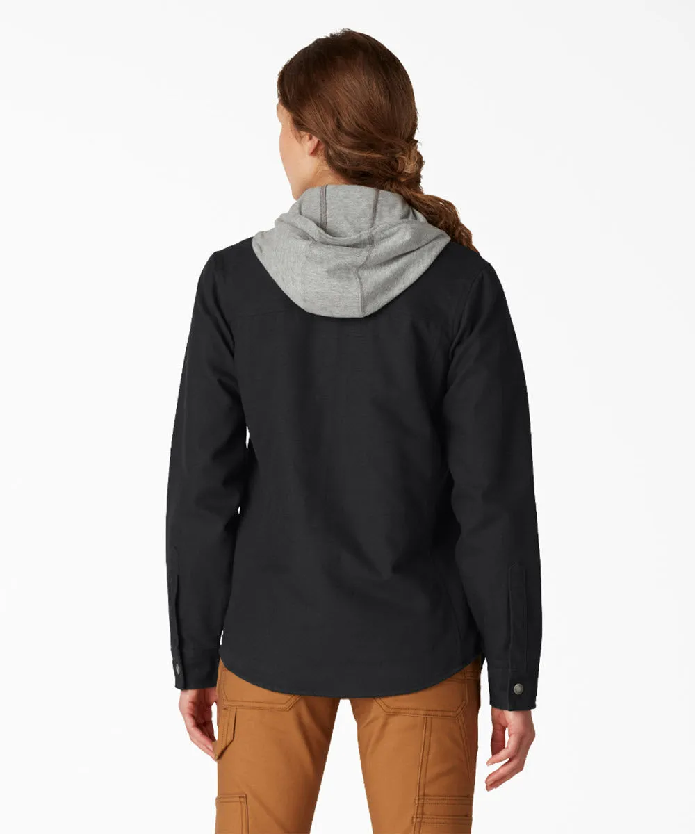 Dickies Women's Duck Hooded Shirt Jacket - Black