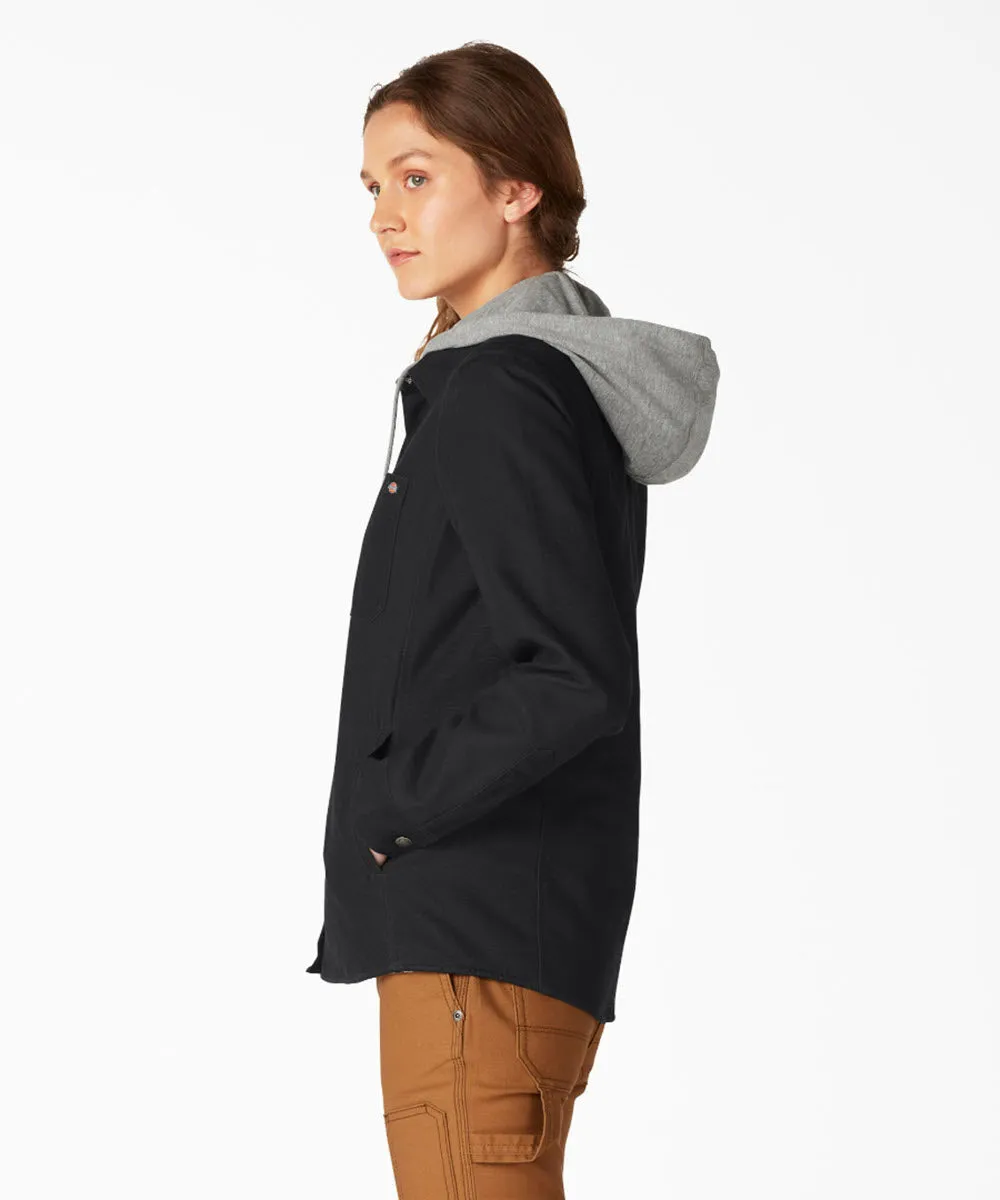 Dickies Women's Duck Hooded Shirt Jacket - Black