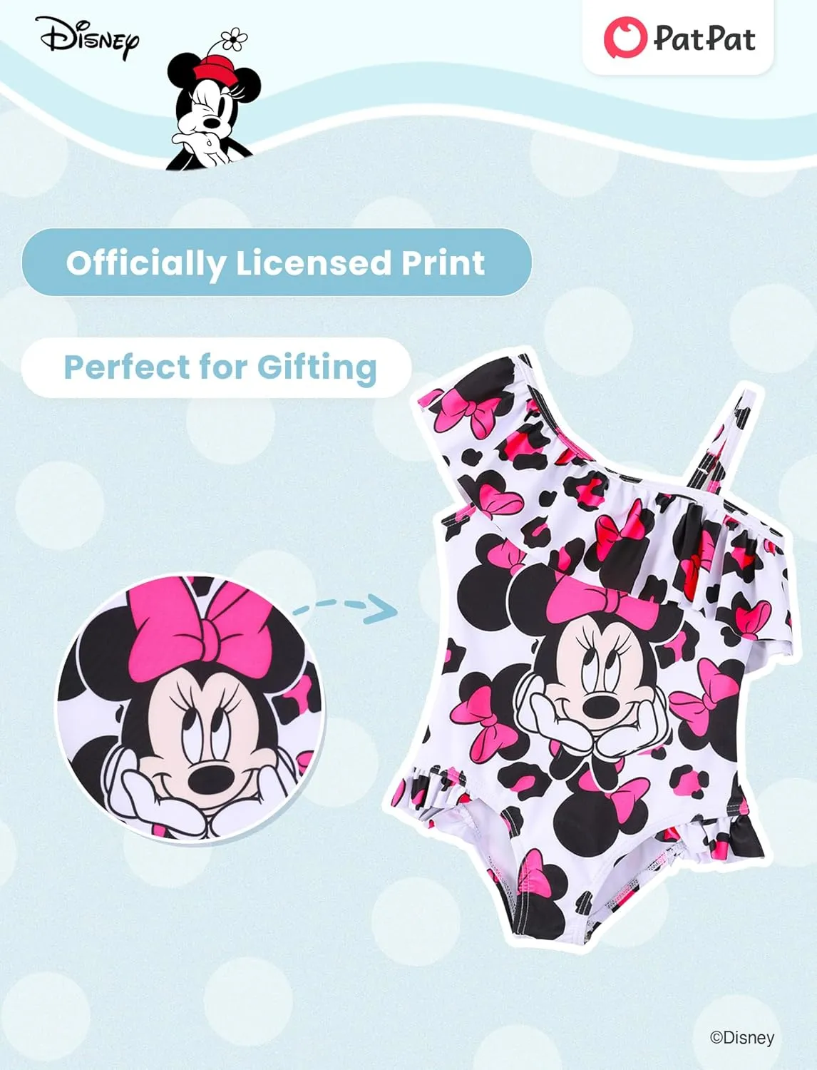 Disney Mickey and Friends Girls One Piece Swimsuits Ruffles Swimwear Beach Sport Bathing Suit