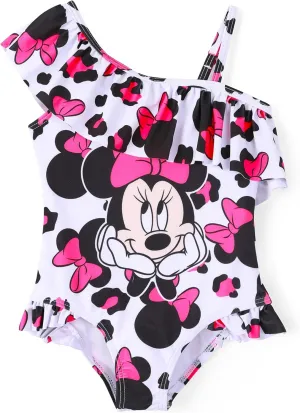 Disney Mickey and Friends Girls One Piece Swimsuits Ruffles Swimwear Beach Sport Bathing Suit