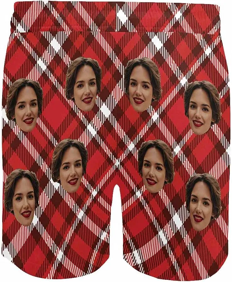 DIYKST Custom Face Men Mid-Length Swim Trunk Quick Dry Board Short with Mesh Lining Inseam Bathing Suit Print Stitching-Palm