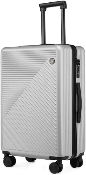 Durable Suitcase for Women 20inch Lightweight Hardside 4-Wheel Spinner Travel Luggage,business Luggage For Women Retro Suit Case (Color : Silver, Size : 20inch)