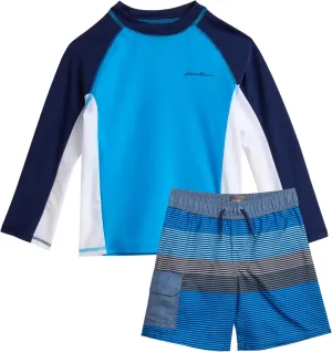 Eddie Bauer Toddler Boys' Rash Guard Set - 2 Piece UPF 50  Quick Dry Swim Shirt and Trunks - Baby Boy Swimsuit (Sizes: 2T-4T)