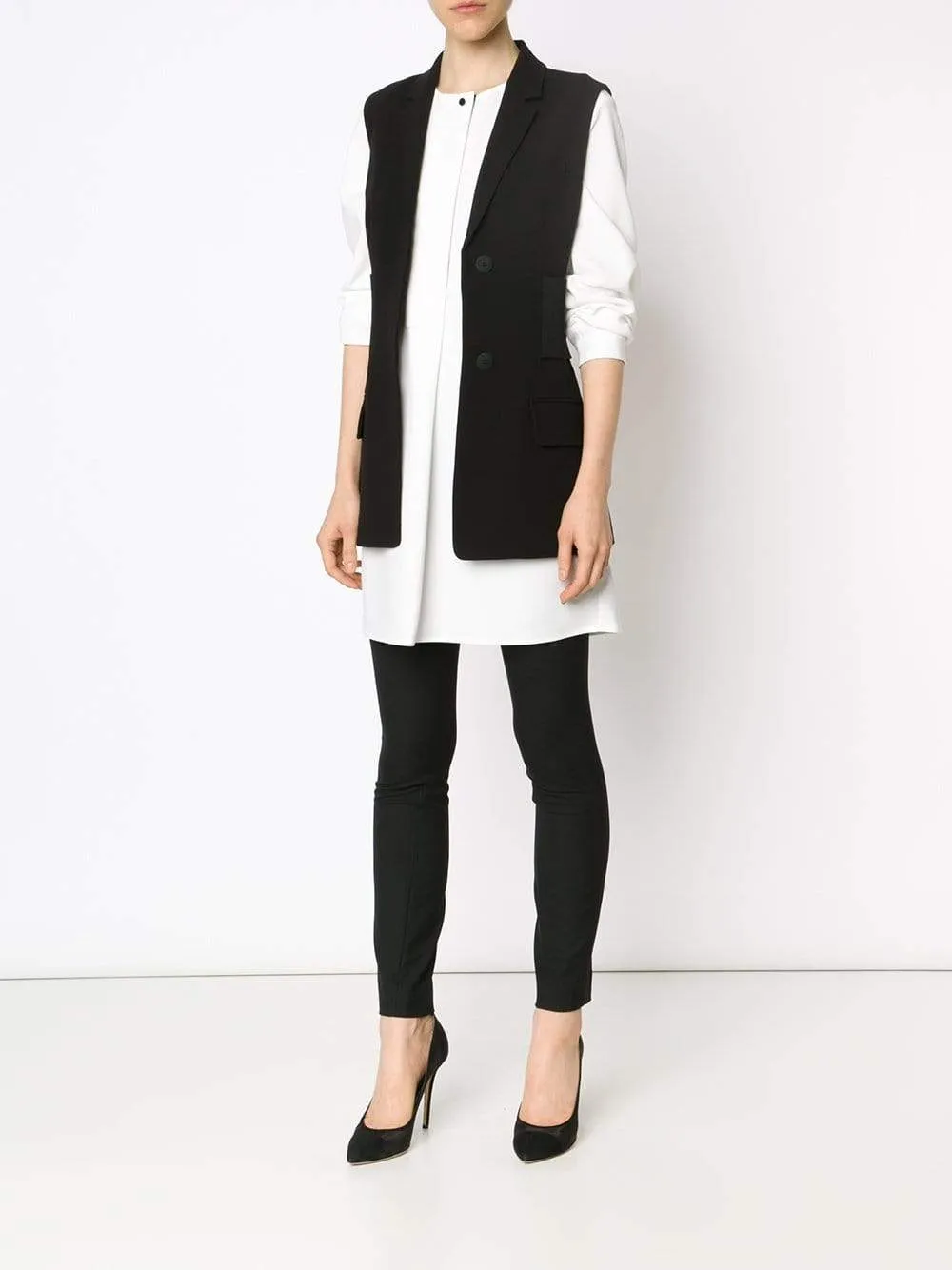 Elasticized Belted Slim Vest