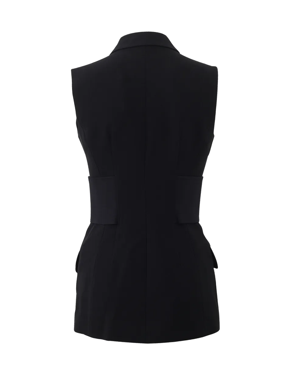 Elasticized Belted Slim Vest