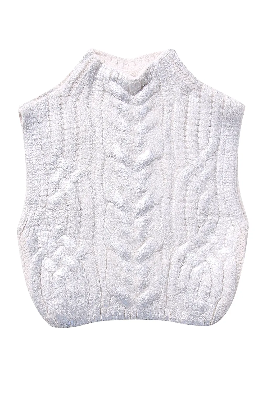 'Eunice' Sleeveless Cable-Knit Cropped Vest (2 Colors)