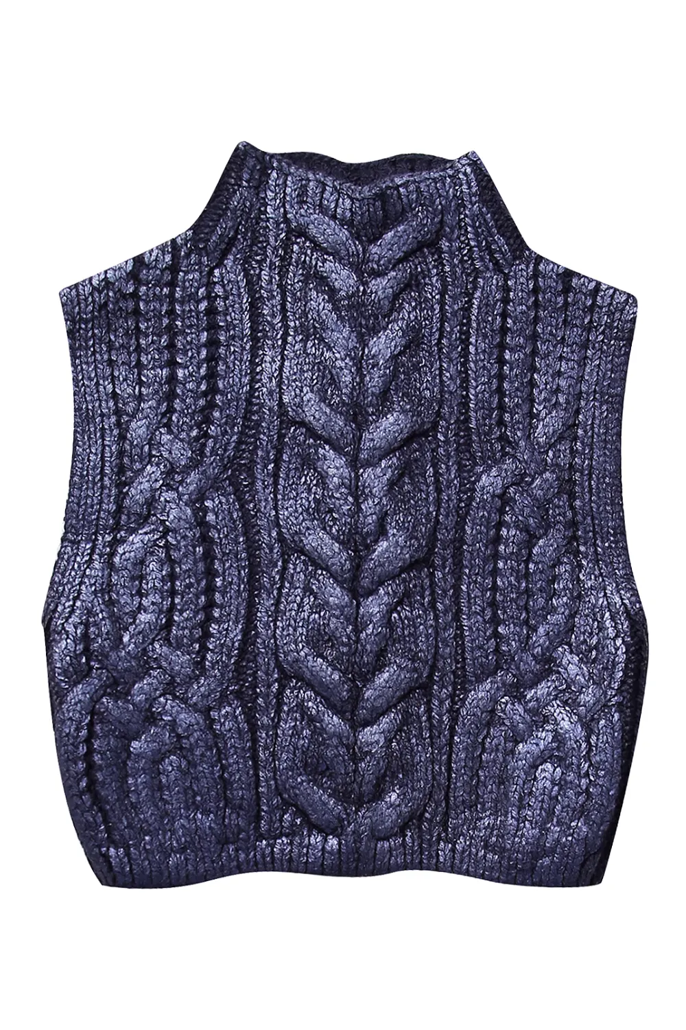 'Eunice' Sleeveless Cable-Knit Cropped Vest (2 Colors)
