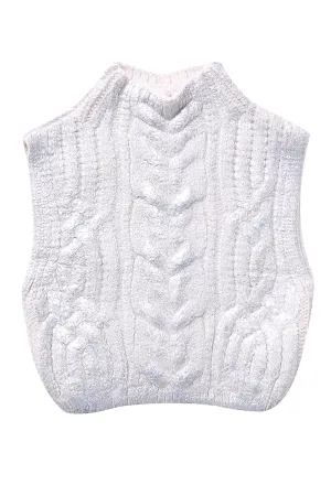 'Eunice' Sleeveless Cable-Knit Cropped Vest (2 Colors)