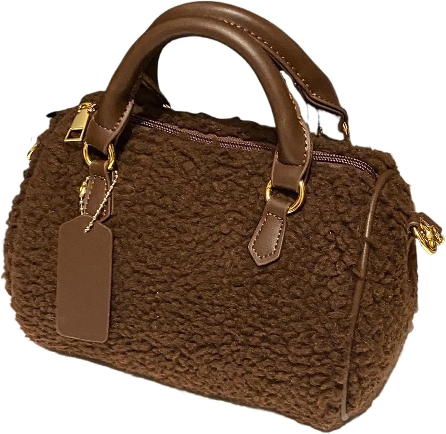 Fluffy Tote Bag Autumn Winter Plush Barrel Bags Handbag Ladies Small Tote Purse Fluffy Cylindrical Winter Fuzzy Purses