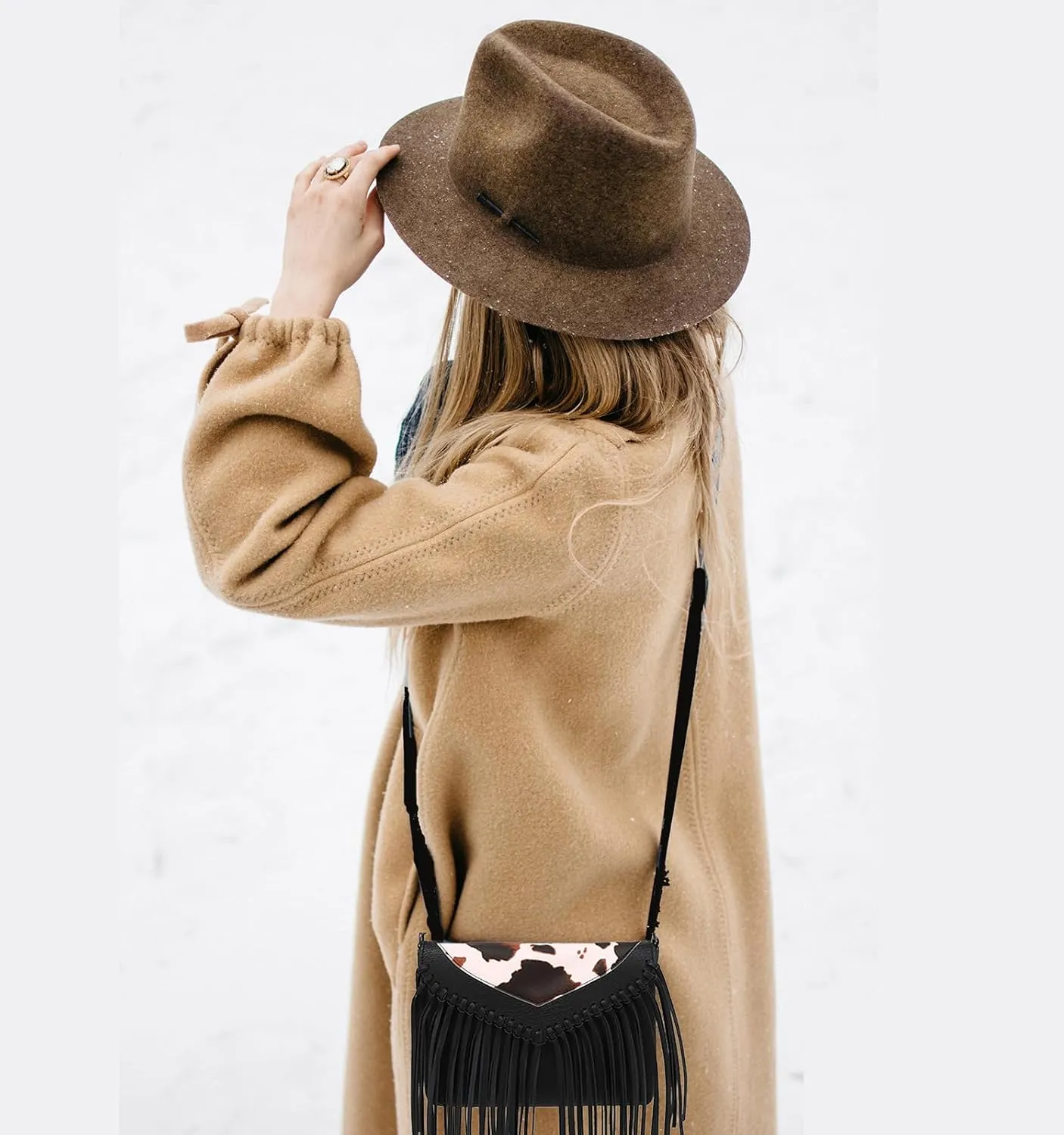 Fringe Crossbody Purse for Women, Vintage Leather Western Boho Purse, Tassel Small Handbag Shoulder Bag