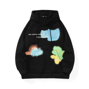 Fun spray paint graffiti print hoodie with rotator cuff kangaroo hood and fleece hoodie