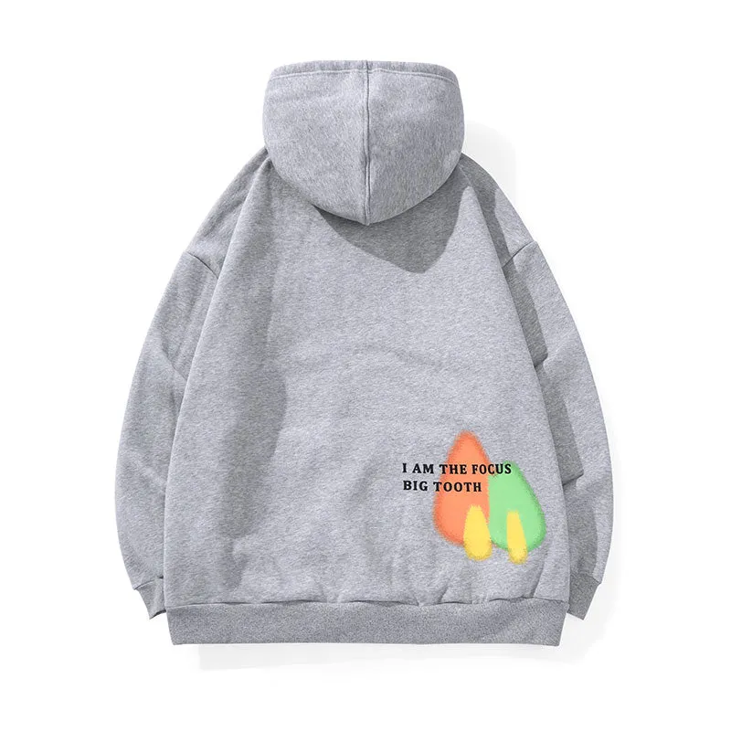 Fun spray paint graffiti print hoodie with rotator cuff kangaroo hood and fleece hoodie