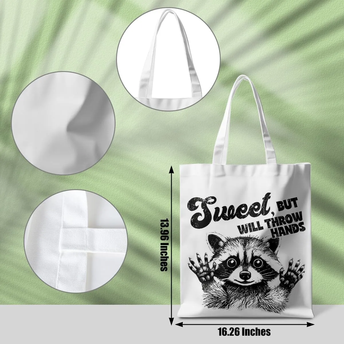 Funny Raccoon Tote Bag Cute Frogs Western Stuff Raccoon Frog Gifts for Women Friend Reusable Grocery Bags for Camping