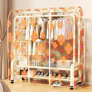 Garment Rack Cover Dustproof Clothes Rack Cover, Clear Garment Bags for Hanging Clothes with Zipper, Printed Clothes(Red,110x50x150cm)