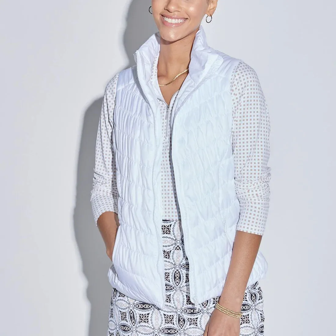 GG Blue-Venus Puffy Vest-White