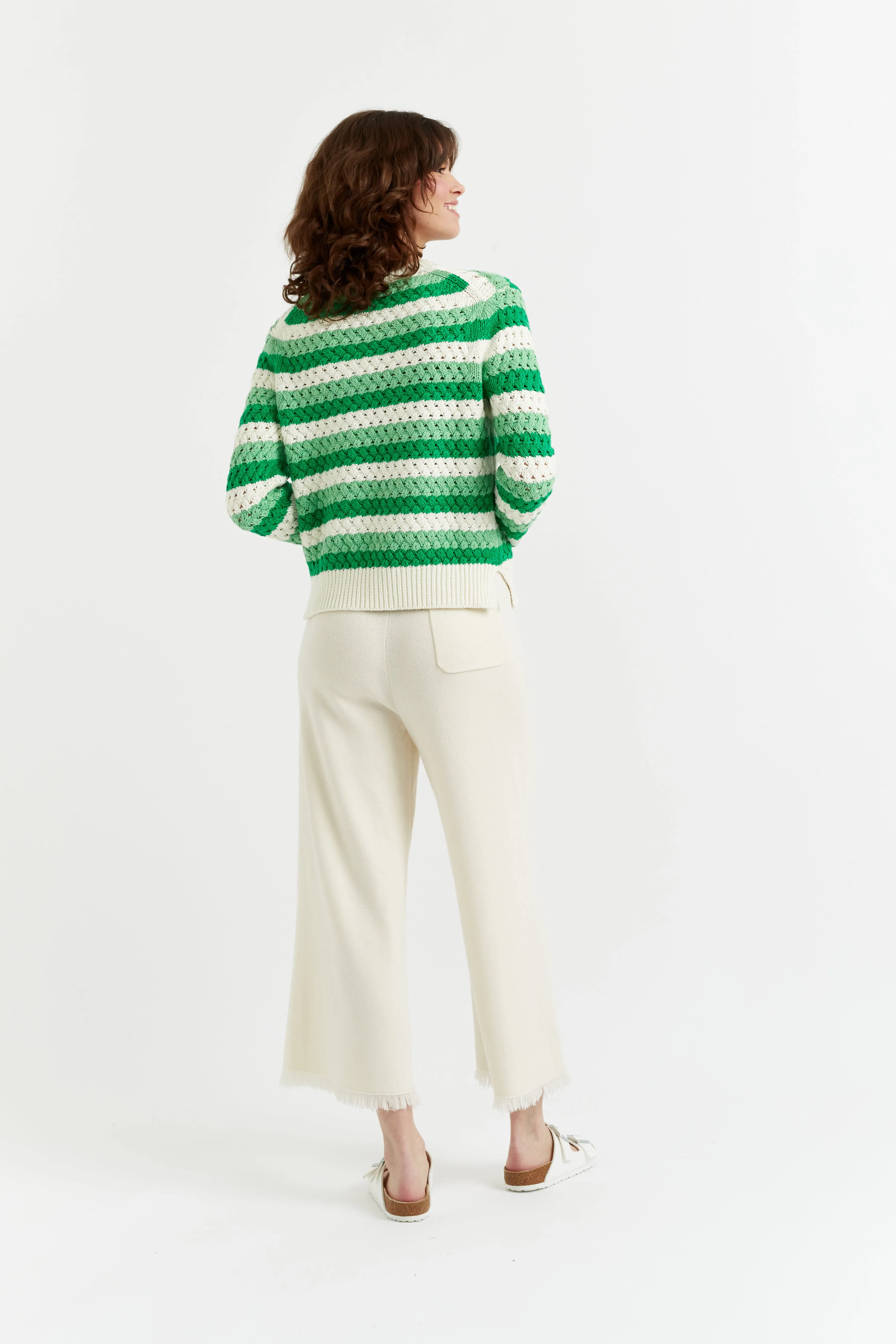 Green Cotton Crochet Sweater