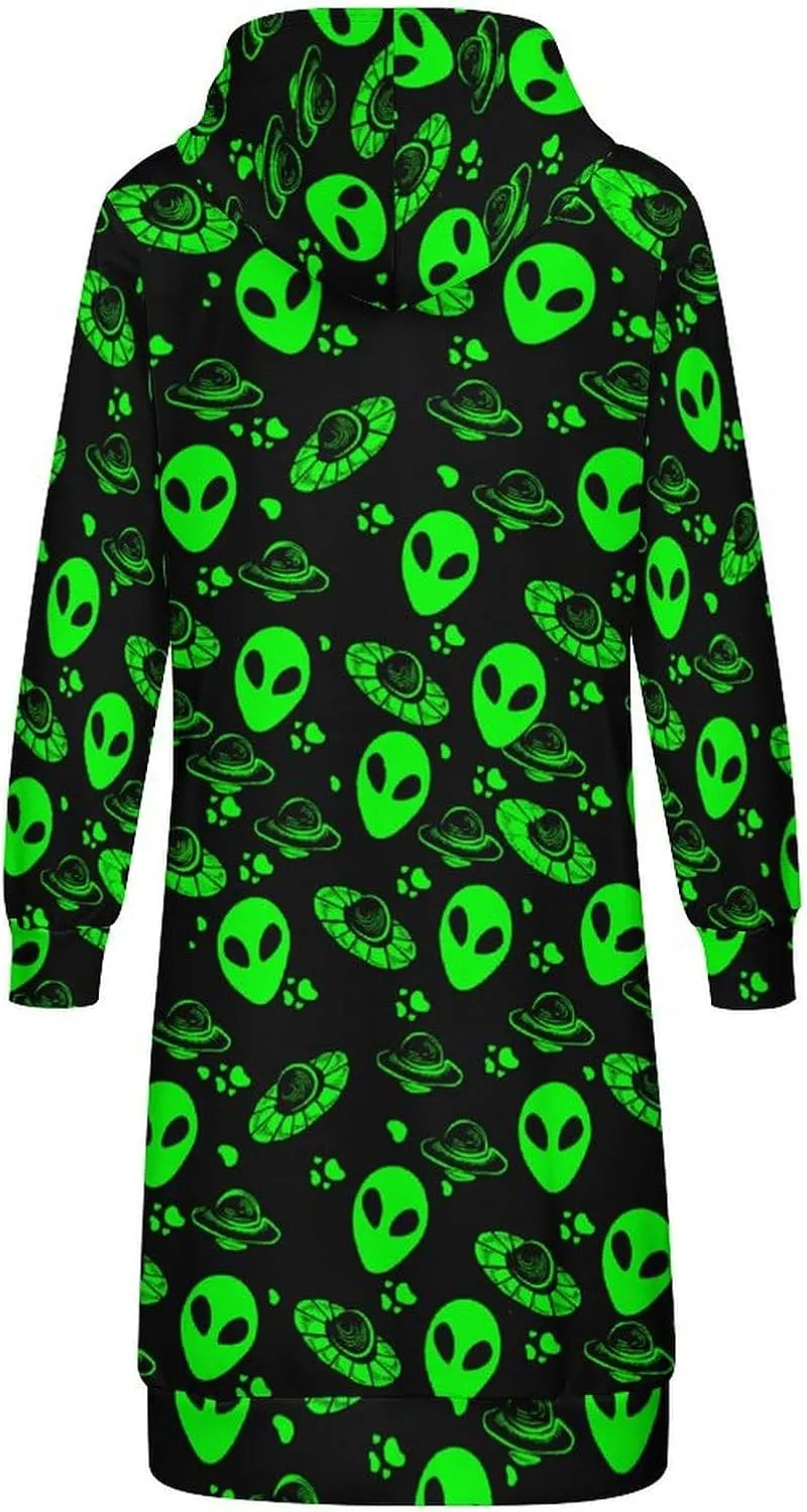 Green Halloween Hoodies for Women Oversized Full Zip Hooded Sweatshirt Casual Long Sleeve 2024 Fall Jacket Coat