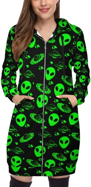 Green Halloween Hoodies for Women Oversized Full Zip Hooded Sweatshirt Casual Long Sleeve 2024 Fall Jacket Coat
