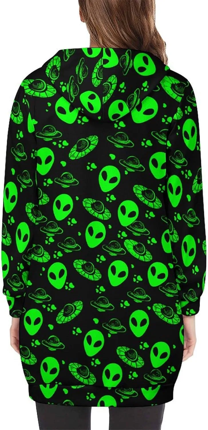 Green Halloween Hoodies for Women Oversized Full Zip Hooded Sweatshirt Casual Long Sleeve 2024 Fall Jacket Coat