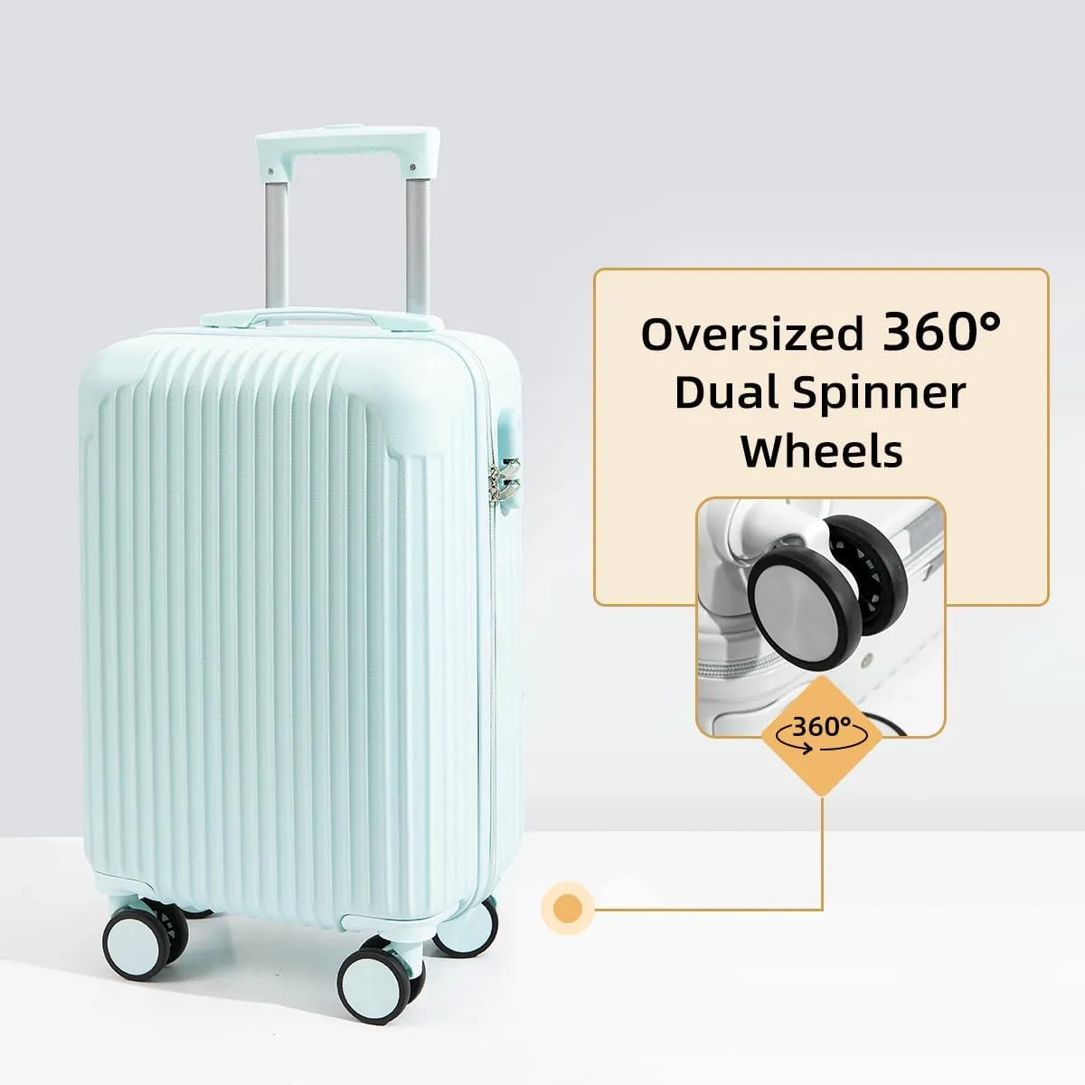 Hardside Expandable ABS Carry on Luggage, 4 Double Spinner Wheels, Lightweight Hard Shell Polycarbonate SuitcaseGreen-28inch