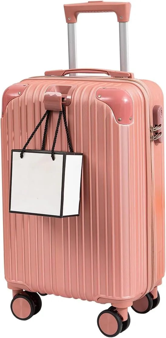 Hardside Luggage Suitcase PC ABS with TSA Lock 4 Double 360 Universal Spinner Suitcase Carry on Hardshell Lightweight With Elastic Hookorange-20inch