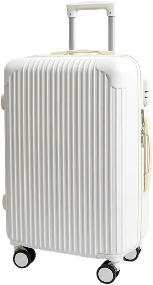 Hardside Luggage Suitcase PC ABS with TSA Lock 4 Double 360Universal Spinner Suitcase Carry on Hardshell Lightweight, White-24inch
