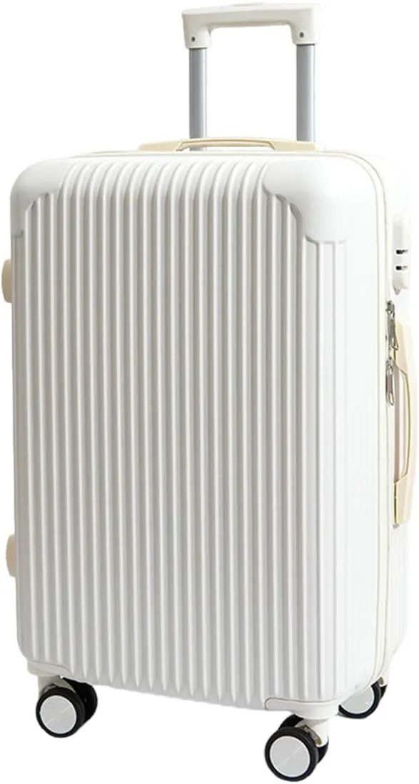 Hardside Luggage Suitcase PC ABS with TSA Lock 4 Double 360Universal Spinner Suitcase Carry on Hardshell Lightweight, White-24inch